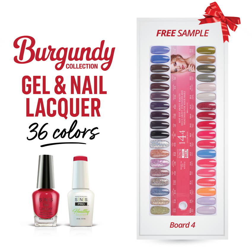 SNS Pro - Burgundy Book Collection - Gel & Lacquer Duo - 36  Colors Bundle - Board 4