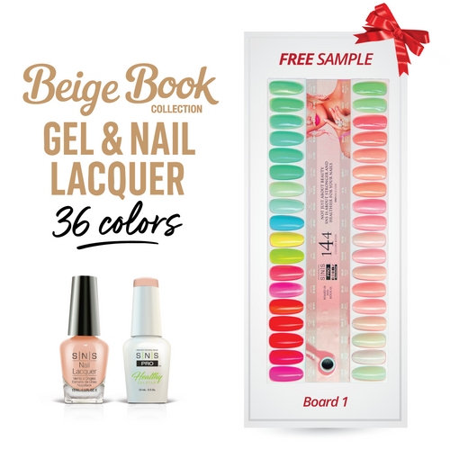 SNS Pro - Beige Book Collection - Gel & Lacquer Duo - 36  Colors Bundle - Board 1