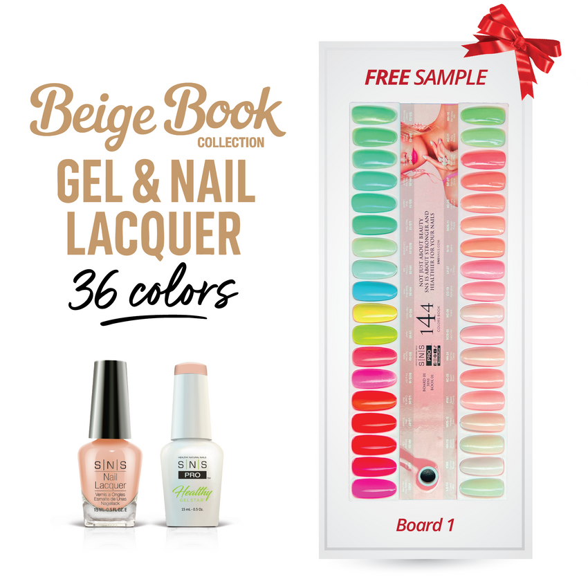 SNS Pro - Beige Book Collection - Gel & Lacquer Duo - 36  Colors Bundle - Board 1