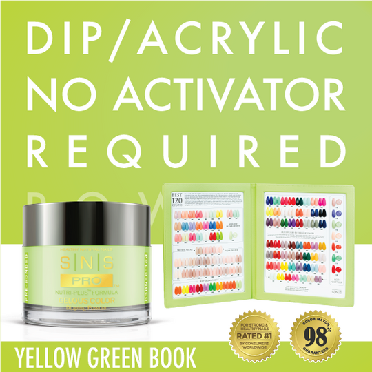 SNS Pro - Yellow Green Book Collection - Dip/Acrylic/No Activator Required Powder  - 120 Colors Bundle