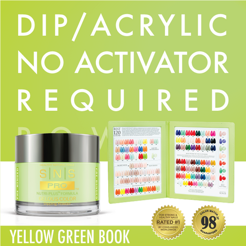 SNS Pro - Yellow Green Book Collection - Dip/Acrylic/No Activator Required Powder - 30  Colors Bundle - Board 1