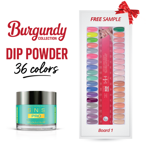 SNS Pro - Burgundy Book Collection - Dipping Powder - 36  Colors Bundle - Board 1