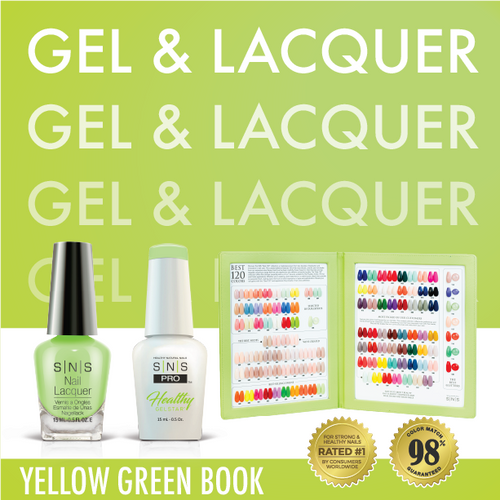 SNS Pro - Yellow Green Book Collection - Gel & Lacquer Duo - 30  Colors Bundle - Board 1