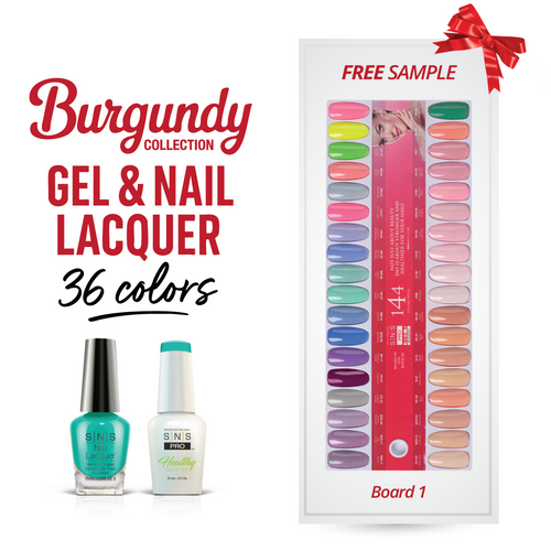 SNS Pro - Burgundy Book Collection - Gel & Lacquer Duo - 36  Colors Bundle - Board 1