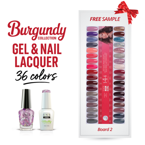 SNS Pro - Burgundy Book Collection - Gel & Lacquer Duo - 36  Colors Bundle - Board 2