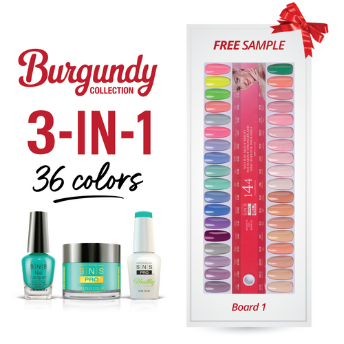 SNS Pro - Burgundy Book Collection - 3in1 - 36  Colors Bundle - Board 1