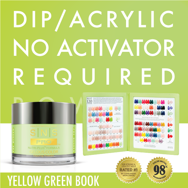 SNS Pro - Yellow Green Book Collection - Dip/Acrylic/No Activator Required Powder - 30  Colors Bundle - Board 3